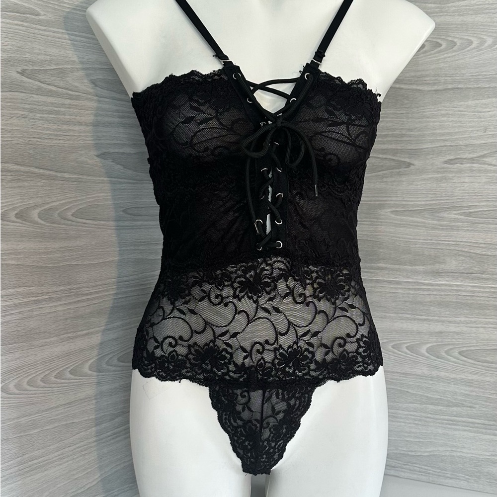 Handmade Custom Black Lace Lingerie Bodysuit